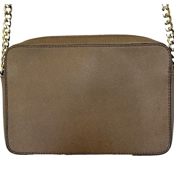 MICHAEL KORS Women Jet Set East West Crossbody Saffiano Tan Leather Purse Bag - Picture 2 of 16